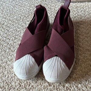 Adidas Maroon Slip-On Shoes
